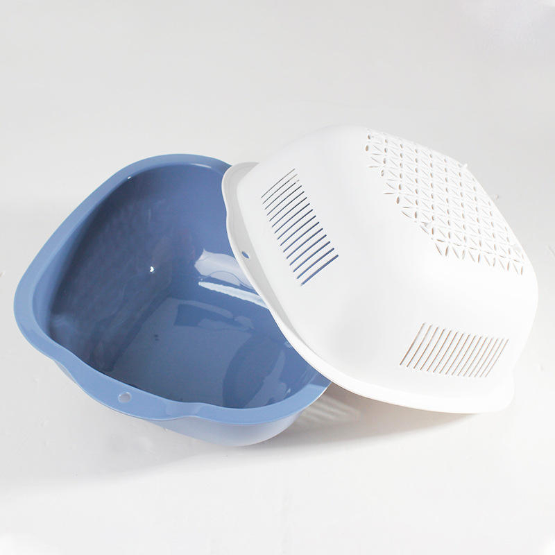 Large Capacity Household Water Filter Basket Square Thickened Double Basin Kitchen Plastic Drain Basket