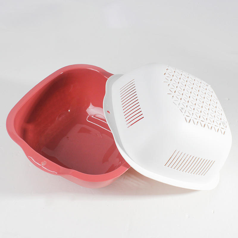 Large Capacity Household Water Filter Basket Square Thickened Double Basin Kitchen Plastic Drain Basket