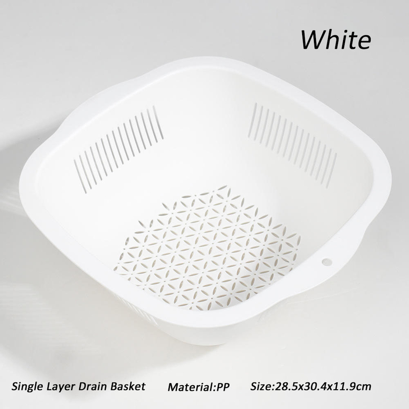 Large Capacity Household Water Filter Basket Square Thickened Double Basin Kitchen Plastic Drain Basket